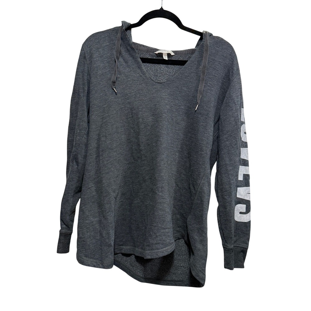 Victoria's Secret Hoodie Sweatshirt Women's L Charcoal Gray Love VS Pullover